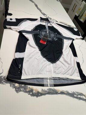 Primal Full Zip Cycling Jersey Icarus Wings Black White 2XL Back Pockets